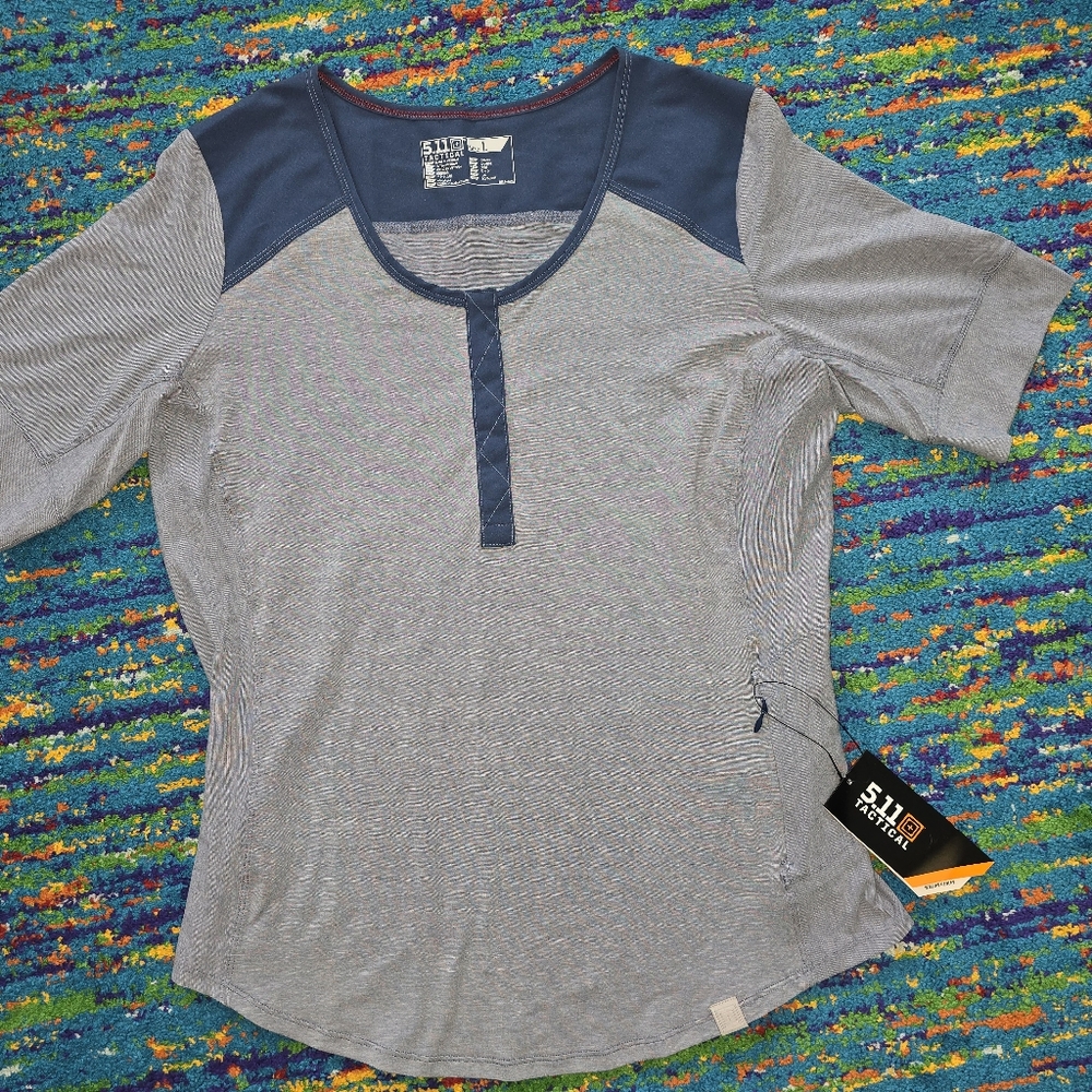 NWT 5.11 Tactical womens size LG Navy Henley‎ Shirt